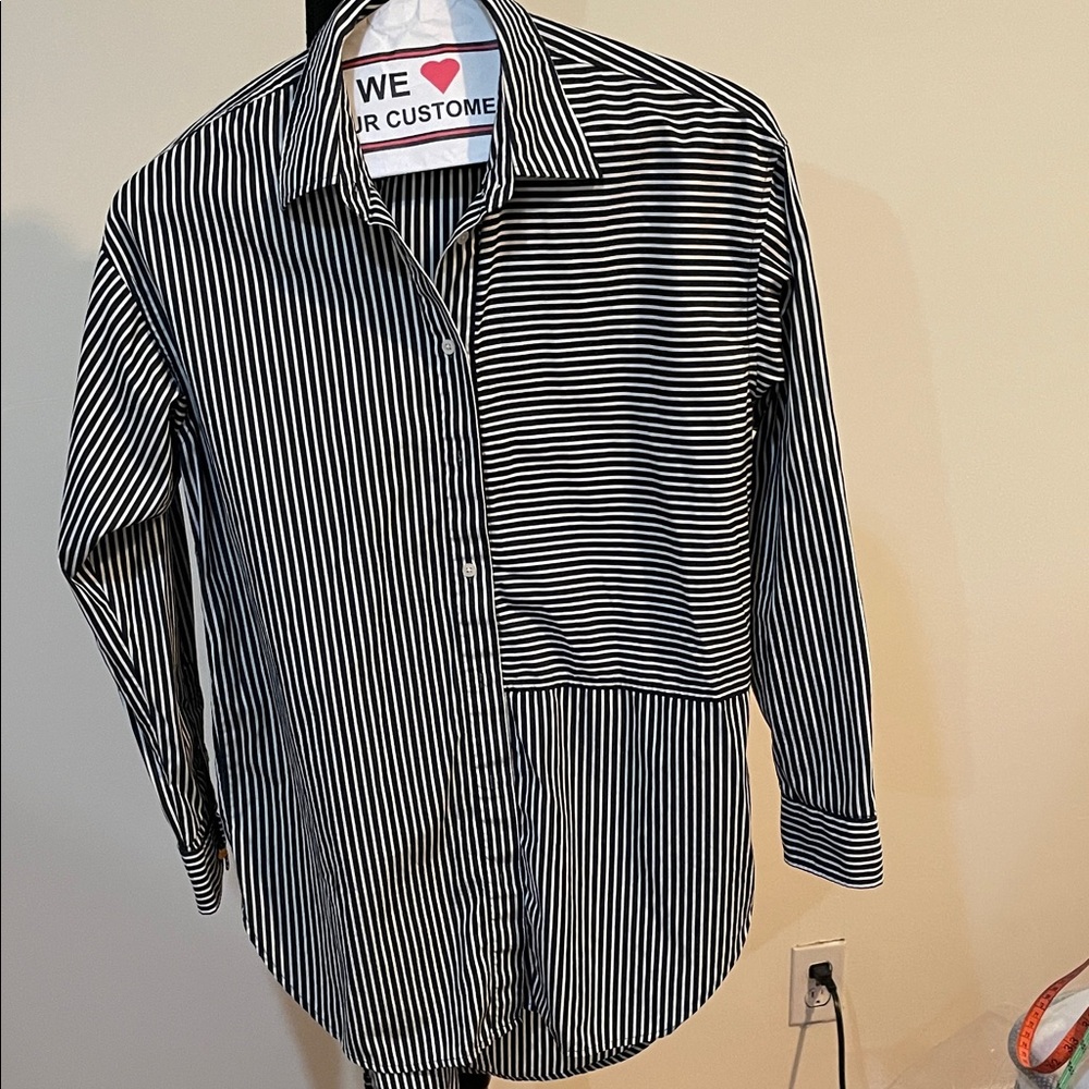 Ralph Lauren Black and White Striped Button-Down Shirt